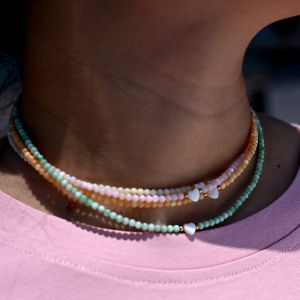 MOON GIRL Nữ Trái Tim Vòng Cổ Choker Xà Cừ Hạt Vỏ Tự Nhiên Nhuộm Thép Không Gỉ Trang Sức Thời Trang Cho Đảng