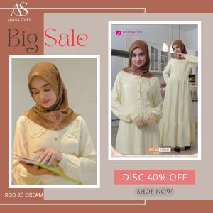 BAJU GAMIS RAYON REMAJA WANITA RAUNA PRIDE RGD 28 CREAM