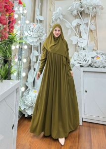 gamis mustika series set hijab scraf bahan full ceruty kualitas mantul model simpel dan elegan