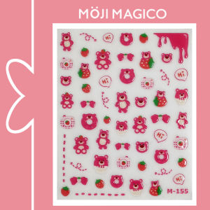 Season Jelly Texture Strawberry Bear Three-Dimensional Relief Nail Sticker Waterproof Nail Sticker Decorative Jewelry M155