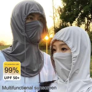 Cooling Balaclava Sun Uv Protection Hood Breathable Full Head Face Cover Sunscreen Hat Drawstring Headscarf Hat For Men Women Cycling Motorcycle Fishing
