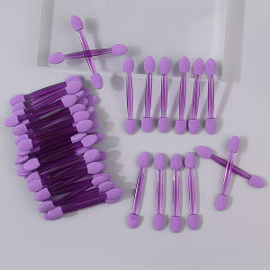 50 Chiếc Que Phấn Mắt Dạng Bọt Biển Hai Đầu Màu Tím Có Thể Tái Sử Dụng Dụng Cụ Tán Phấn Mắt/trang Điểm Che Khuyết Điểm Cán Nhựa