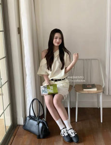 Korean Style Dongdaemun Spring New Fashion Comfortable Casual Waist-Cinching Womens Shirt Versatile Slimming Top