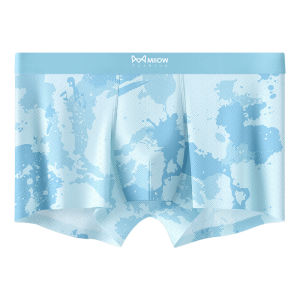 Miiow | Ice Silk Mens Underwear Quatrefoil Briefs 2025 New Style Seamless Mesh Boxer Shorts Antibacterial Nylon Mid Waist Design