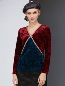 GOSSIP.D | V-Neck Fashionable Colorful Velvet Top