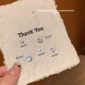 Magnetic Zirconia Ear Cuff Womens No Piercing Iron Attraction Simple Versatile Popular Fashion Jewelry Ear Clip One Piece