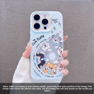Mirror Stand Cartoon Protective Case for iPhone Matte