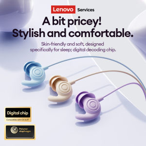 Lenovo | NEW Lenovo YF40 Wired Sleep Earphones 3.5mm/Type-C Silicone In-ear Earbuds Hifi Stereo Wired Headphones Double Noise Reduction