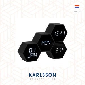 Karlsson LED Alarm clock Six in the Mix rubberized black. Designer: Gijs v.d. Beucken