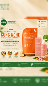 Combo Sữa Tắm Thảo Dược Gừng Nghệ phiên bản siêu tiết kiệm 1000g & Gel Vệ Sinh X2 Nano Nghệ Hương Đào (150g)