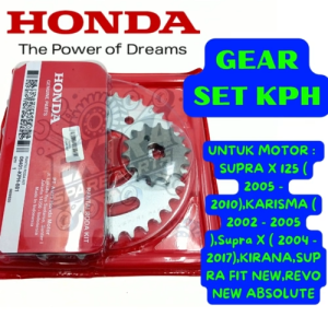 GEAR SET KODE-KPH ORIGINAL HONDA AHM KHARISMA 2002-2005/SUPRA X125 TAHUN 2004-2017 AWET ORIGINAL .
