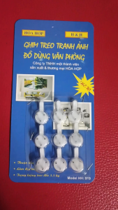 Vỉ 9 Móc treo tường đóng đinh HÒA HỢP 919 | Đóng đinh tường xi măng chịu lực 3.5 kg | Treo tranh ảnh không cần khoan