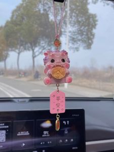 Adorable Pink Xiu Car Pendant Lucky Female Hanging Decoration Safe Journey Fortune Teller Mirror Ornament Automobile Interior Accessory