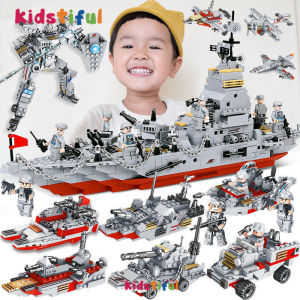1000Pcs Kapal Perang Warship Mainan Balok Susun Mainan Edukasi Anak Kapal Perang Blok Bangunan