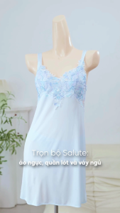 Đầm ngủ Wacoal Salute ISF5003 đầm 2 dây cao cấp hoa thêu 3D nổi - SF5003