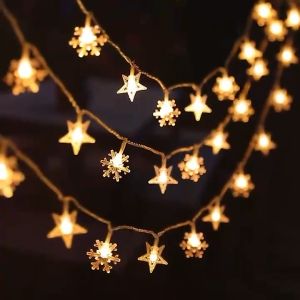 1.5M Christmas Lights led Snow Stars Fairy Lights Festive hanging decorations Wedding party decor