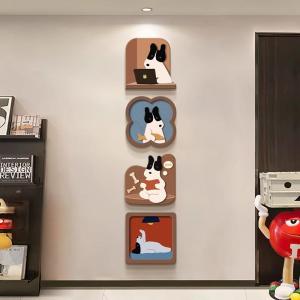 Dopamine Entrance Decorative Artwork Fun Cartoon Little Dog Living Room TV Background Wall Hanging Picture Home Decor