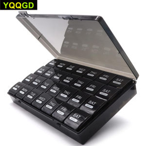 กล่องยาจัดยาเม็ด28วันกล่องยาขนาดใหญ่4สัปดาห์1เดือนบรรจุยาเม็ดพร้อมภาชนะกันฝุ่นสำหรับยาและวิตามิน