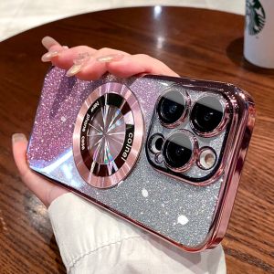 [Mới] bọc kim tuyến mạ nam châm sang trọng cho iPhone 11 12 13 Pro Max Plus với vỏ Trong Suốt Mềm vỏ bảo vệ camera