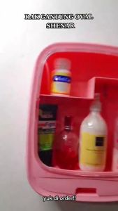 Rak Kosmetik Gantung Oval Tempat Make Up Organizer Kotak Makeup Kamar Mandi Storage Tempel