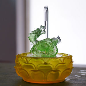 Lucky Chinese Zodiac Dragon Qing Long Decorative Figurine Wealth Attractor Business Opening Water Flowing Ornament Handmade Art