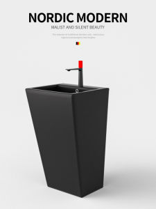 Outdoor Integrated Ceramic Column Basin Indoor Home Use Washing Hand Basin Face Washing Pool Single Hole Faucet Pre Cut