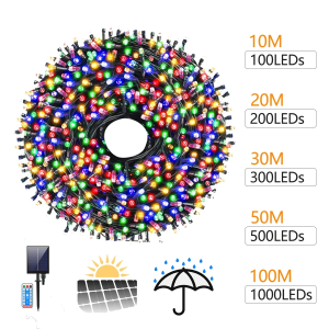 Outdoor Solar Lamp 100m-10m Christmas Dreamy Twinkle Fairy Lights String Garland 8 Modes Xmas Tree Garden Curtain Ambinet Decor