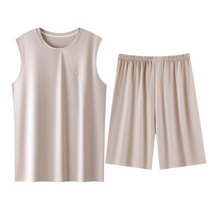 Miiow | Mens 100% Pure Cotton Summer Lightweight Short Sleeve Sleepwear Set Catman Home Clothes Short Pants Outdoor Wearable Print Design