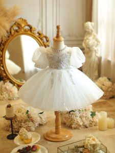 Elegant Princess Birthday Party Dress for Baby Girls Lightweight Luxury Childrens Clothing Ivy Bride Polyester Fabric
