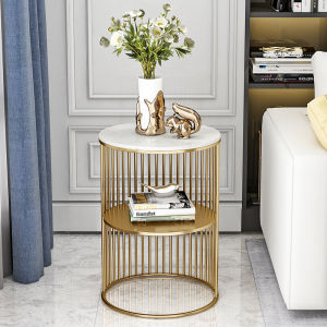 Nordic Iron Art Luxury Mini Coffee Table Corner Cabinet Storage Rack Living Room Sofa Side Table round Corner Table