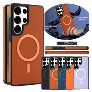 Carbon Fiber Pattern Phone Case For Samsung Galaxy S25 Ultra 24 Plus S23 S22U S25U S24U S23U Wrieless Charging Phone Cover