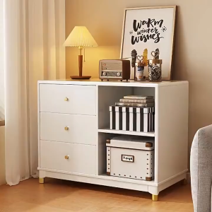 Solid Wood Storage Cabinet – Large-Capacity Bedside Table for Bedroom Living Room & Study