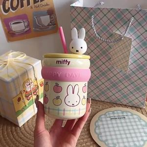 Quà Tặng Ngày Mẹ Miffy Cup Có Nắp và Ống Hút