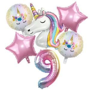 Color Unicorn Aluminum Film Balloon Color Number Suit Kids Birthday Photo Celebration Party Decoration Scene Layout