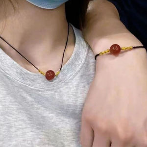 Female Red Agate Necklace Weaving Light Luxury High-end Lucky Beads Couple Bracelet
