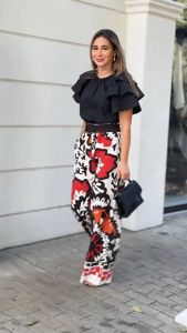 Kulot Rayon Highwaist Celana Sobella Wanita Motif Random