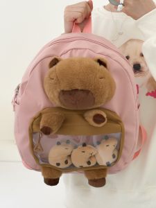 Cute Capybara Backpack Bags Womens Large Capacity Cartoon Funny Khaki Barra Backpack Cute Girl Girls Student Backpack