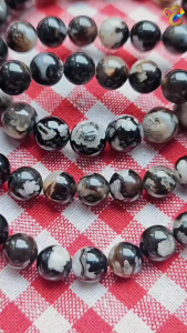 Premium Grade Sakura Agate Bracelet (Black)