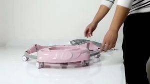 Beige รถหัดเดิน รถกลมหัดเดิน รถหัดเดินเด็ก Baby Walker 6-12 เดือน รถหัดเดินเด็ก มีเพลง มีไฟ ป้องกันขาโก่ง พับเก็บในปุ่มเดียว