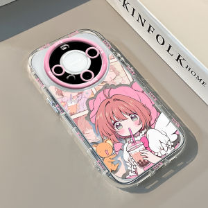 Pura80 Mirror Phone Case for Huawei Mate80 Nova14 Cute Anime Girls Silicone Protective Cover P50 P70 Reusable Makeup Mirror