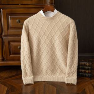 New Autumn Winter Knit Sweater for Men Pure Cashmere Loose Fit Pullover Casual Luxury Style Long Sleeves Thickened for Daily Wear