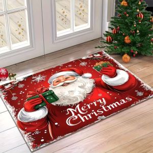 Thảm Trải Sàn VIKAMA 3D Ông Già Noel Chống Trượt Thấm Hút Dùng Trong Nhà/ngoài Trời Thảm Trang Trí Giáng Sinh Trang Trí Nhà Cửa Thảm Sàn Polyester Mềm Mại