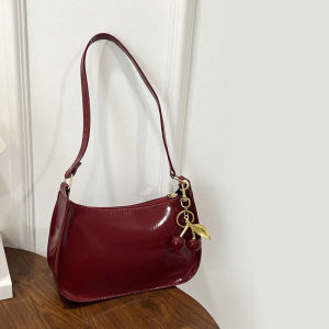 Solid Color PU Leather Women Shoulder Bags Fashion Ladies Cherry Pendant Handbags Purse Casual Design Female Hobos Underarm Bag