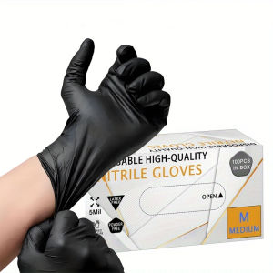 50PCS สีดําถุงมือไนไตรล์แบบใช้แล้วทิ้งสําหรับล้างจานทําความสะอาดในครัวเรือนทําความสะอาดสัตว์เลี้ยงอาบน้ํา Skin Contact