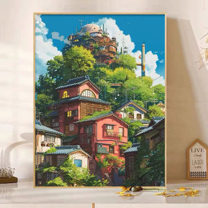 Hayao Miyazaki Style Sky City Diamond Painting Full Diamond 2024 New Arrival Living Room Landscape Healing Series Handmade DIY Point Stickers
