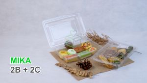 Mika Plastik 2B 2C Kotak Sedang Mika Kue Makanan Jajanan Pasar Dimsum Nasi Kuning Takoyaki isi 100 pcs