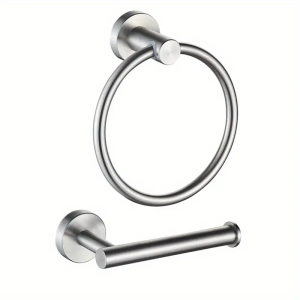 2Pcs Bathroom Hardware Set Stainless Steel Bathroom Accessories Set Includes Towel Holder And Toilet Paper Holder-Saving Design