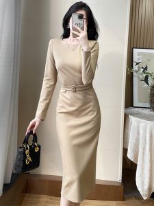 SUYE | Elegant Bodycon Fitted Dress Professional Concealing Abdomen Long Skirt