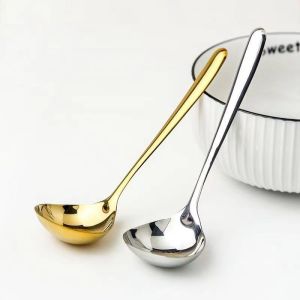 Large Size Stainless Steel 304 Long Handle Soup Spoon Korean Style Home Use Soup Spoon Noodle Spoon for Cooking And Eating