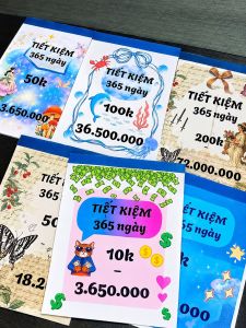 Tiết Kiệm 365 Ngày - Sổ Tay Tiết Kiệm Mệnh Giá Từ 10k Đến 500k - Thiết Kế Độc Đáo & Sắc Màu